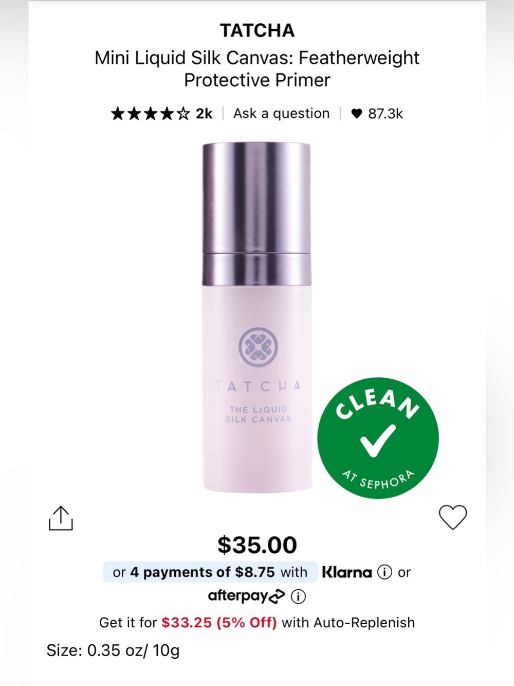 3/$50- Tatcha The Liquid Silk Canvas Primer